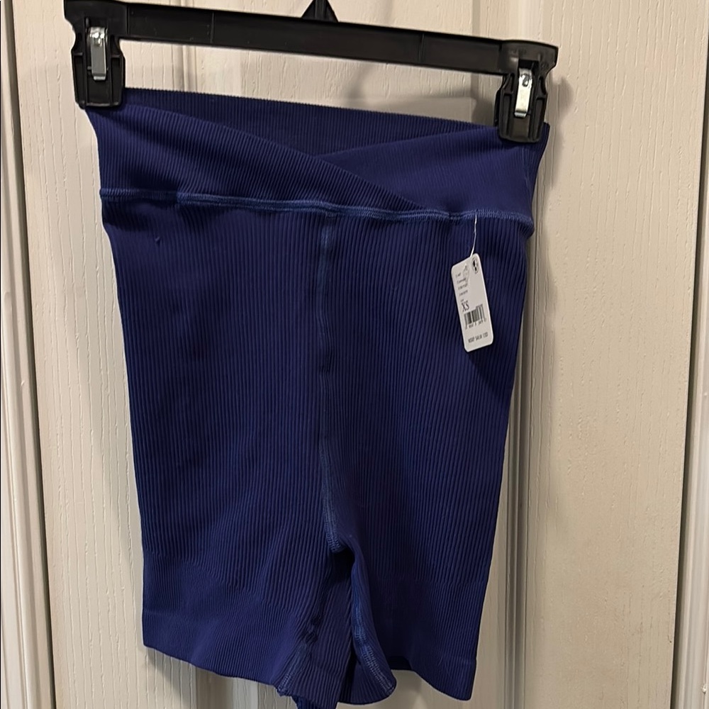 NWT. Free People Movement Blue Women's Ribbed Shorts. Size XS